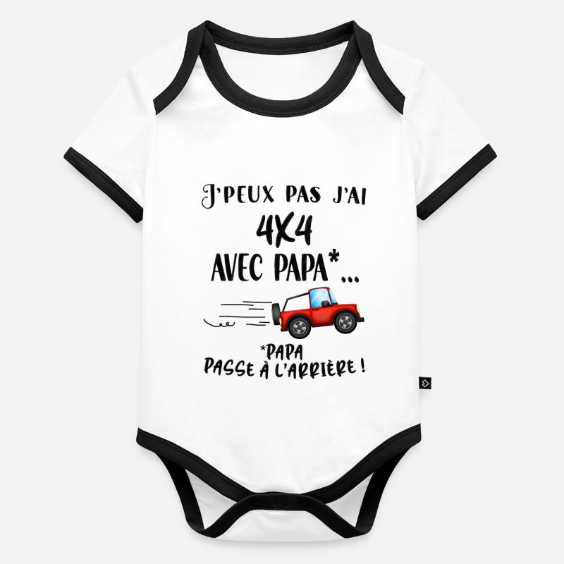 bébé 4x4 avec papa Body Bébé bio contrasté manches courtes
