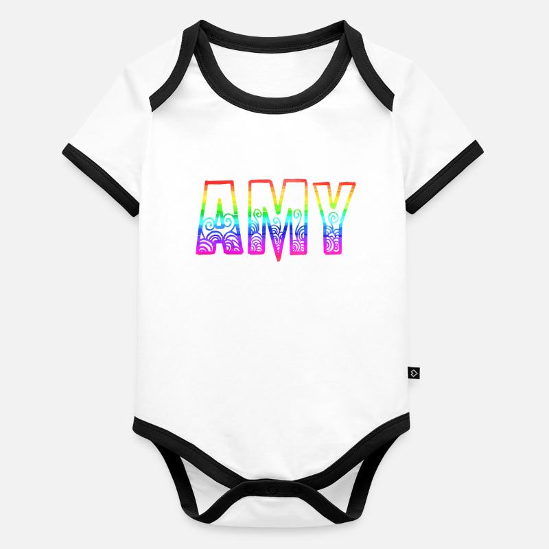 amy rs regenbogen Baby Bio-Kurzarm-Kontrastbody