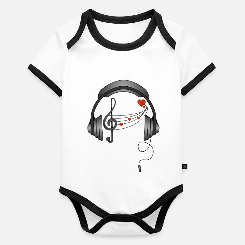 Kopfhörer Baby Bio-Kurzarm-Kontrastbody