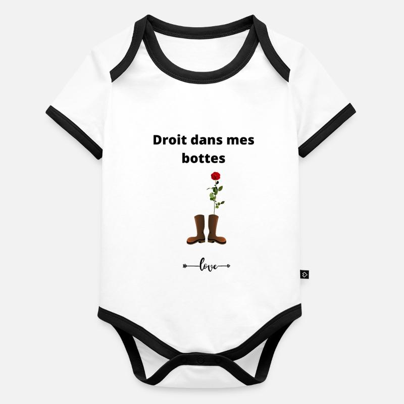 Droit dans mes bottes Body Bébé bio contrasté manches courtes