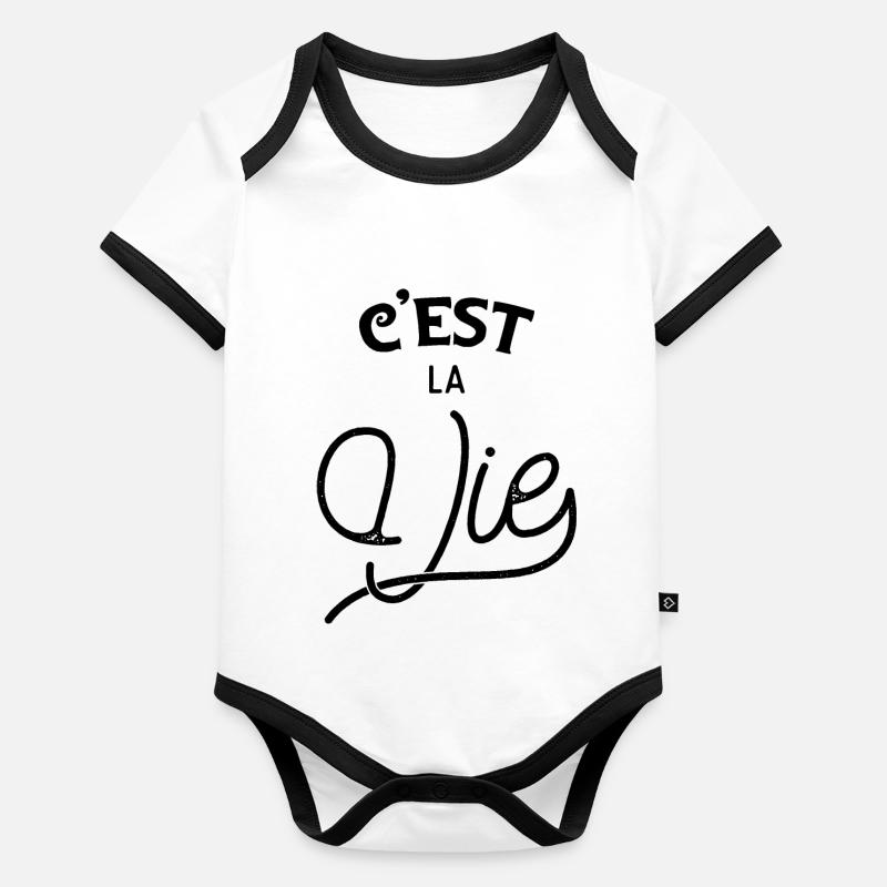 C'est la vie Body Bébé bio contrasté manches courtes