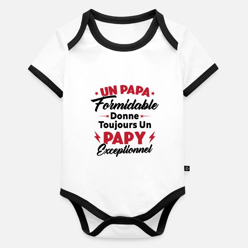 Cadeau pour grand-père - Un papy exceptionnel Body Bébé bio contrasté manches courtes