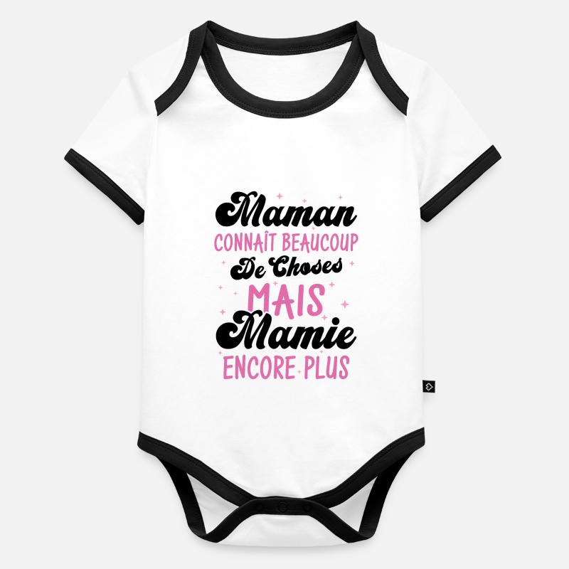 Maman connaît beaucoup de choses Body Bébé bio contrasté manches courtes