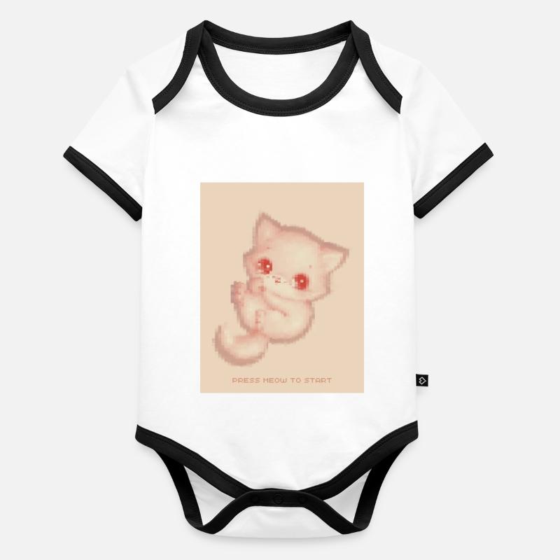 8bit Pixel Niedliche Baby Katze Kawaii Pixel Art Baby Bio-Kurzarm-Kontrastbody