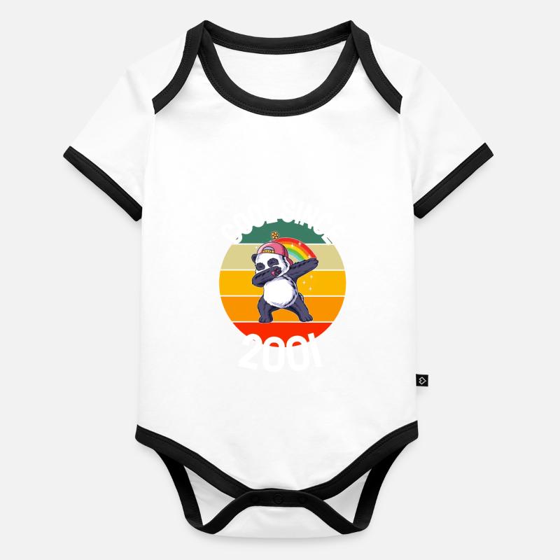 Cool Seit 2001 Retro Dabbing Panda 21. Geburtstag Baby Bio-Kurzarm-Kontrastbody