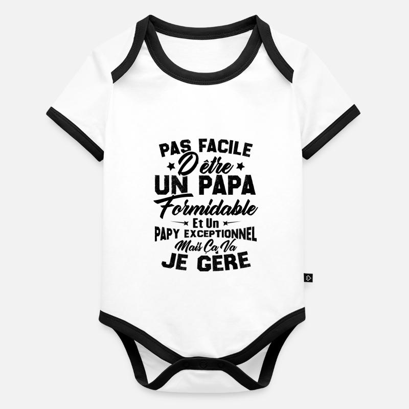 Un papa formidable et un papy exceptionnel Body Bébé bio contrasté manches courtes