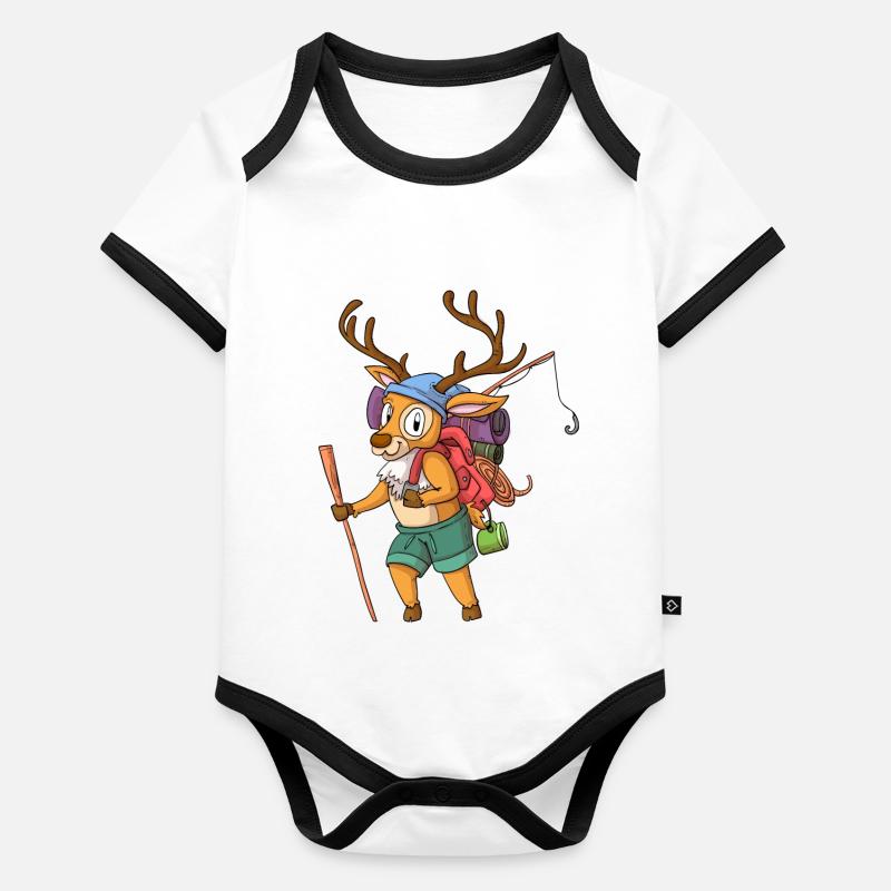 Hirsch Wanderer / Wandernder Hirsch Baby Bio-Kurzarm-Kontrastbody