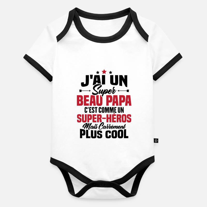 Super beau-papa c'est comme un super héros Body Bébé bio contrasté manches courtes
