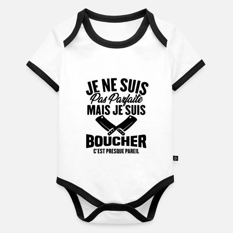 Je Ne Suis Pas Parfaite Mais Je Suis Boucher Body Bébé bio contrasté manches courtes
