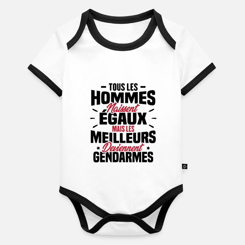 Les meilleurs hommes deviennent gendarmes Body Bébé bio contrasté manches courtes