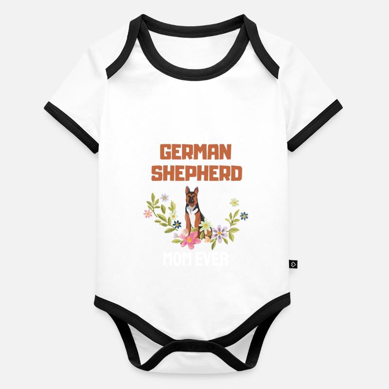 Dogs Mama Father's Day Gift German Shepherd Organic Baby Contrasting Bodysuit