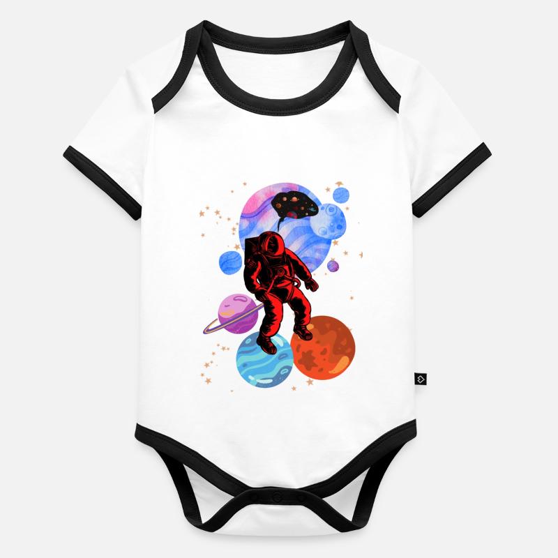 Astronaut Stencil Styles Organic Baby Contrasting Bodysuit
