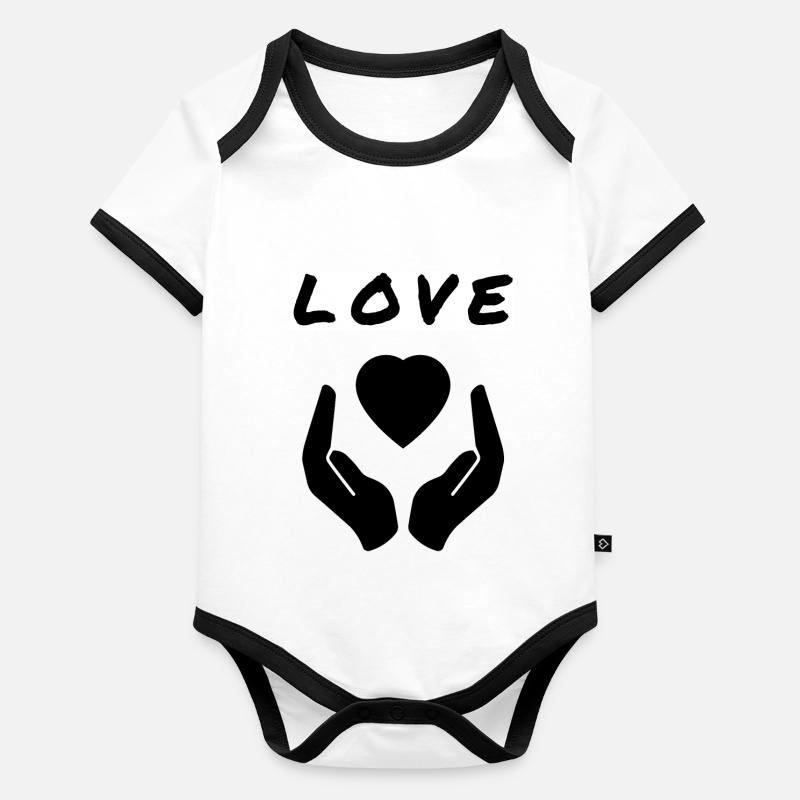 L’amour dans ma main Body Bébé bio contrasté manches courtes