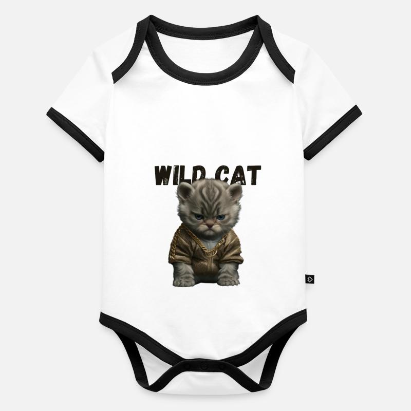 Wild Cat Body Bébé bio contrasté manches courtes