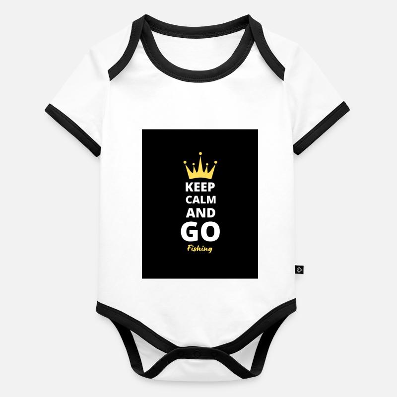 Keep Calm And Go Fish T-Shirt Body Bébé bio contrasté manches courtes
