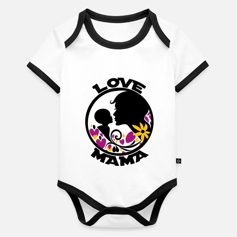 L’AMOUR DE MAMAN - LOVE MAMA Body Bébé bio contrasté manches courtes