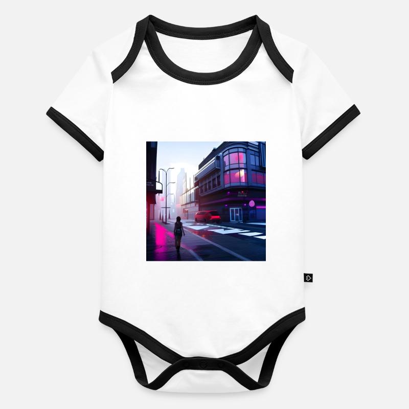 Cybercité Body Bébé bio contrasté manches courtes