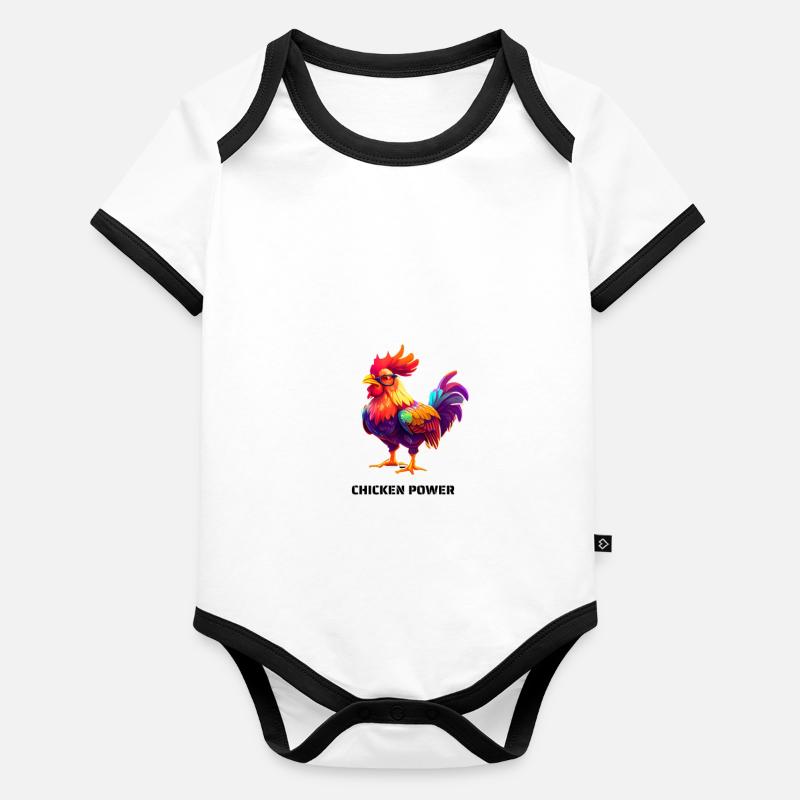PUISSANCE DU POULET Body Bébé bio contrasté manches courtes