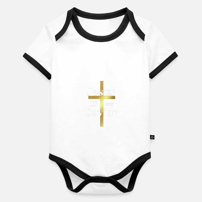 Jesus is our Savior Organic Baby Contrasting Bodysuit