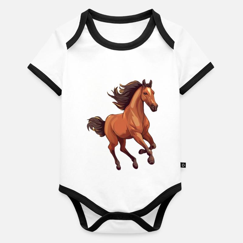 The Happy Horse Cartoon Capers and Comical Antics Organic Baby Contrasting Bodysuit