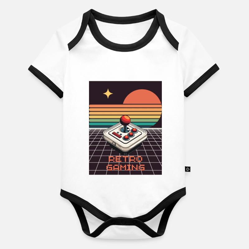 Conception de jeux de style rétro Body Bébé bio contrasté manches courtes