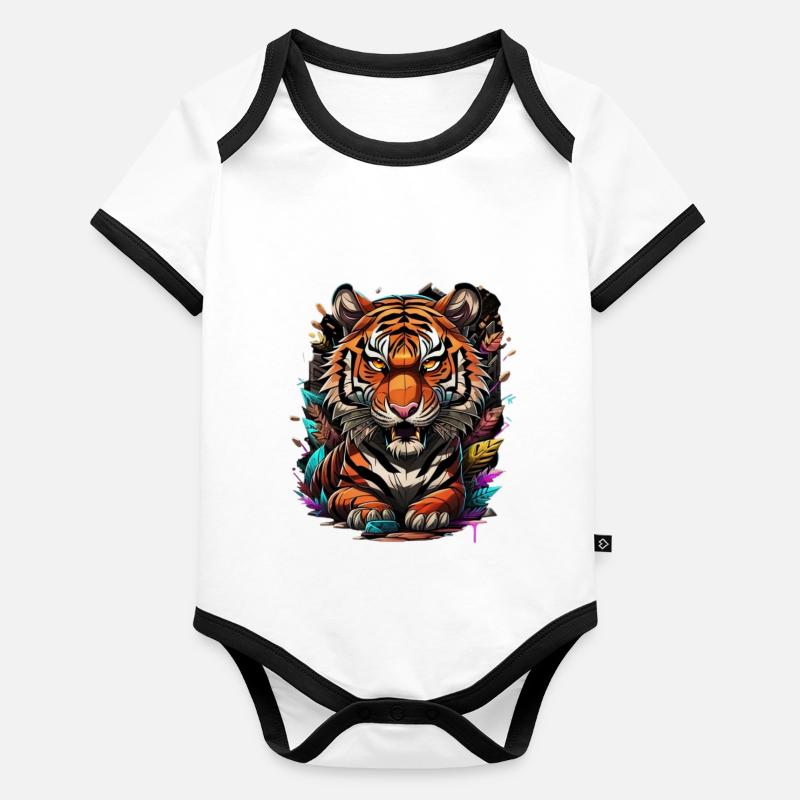 Graffiti Tigre Body Bébé bio contrasté manches courtes