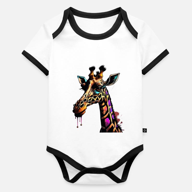 Graffiti Girafe Body Bébé bio contrasté manches courtes