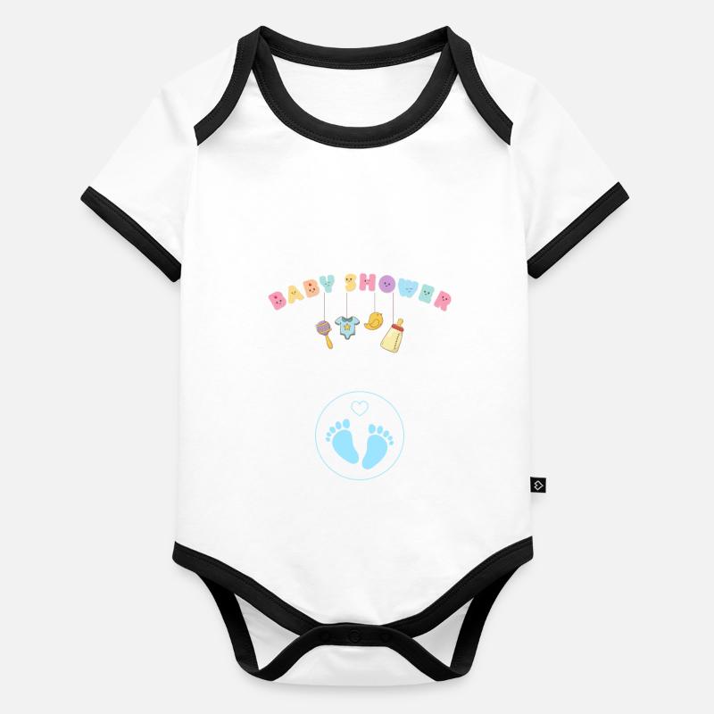 Babyshower - bleu Body Bébé bio contrasté manches courtes