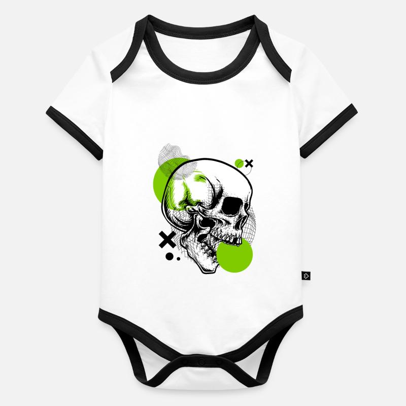 Green Skull Baby Bio-Kurzarm-Kontrastbody