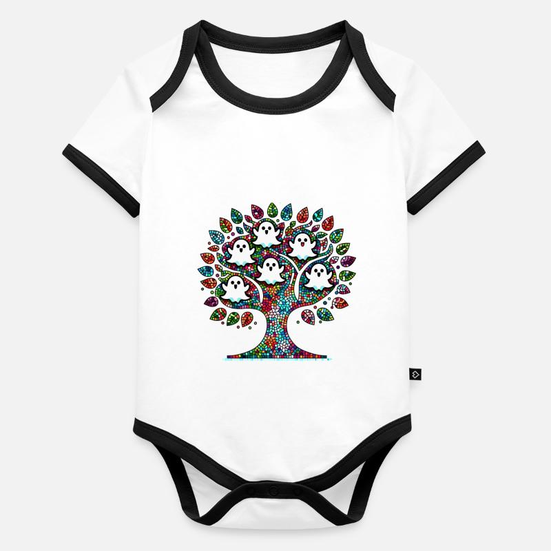 Mosaic Ghost Tree T-Shirt Organic Baby Contrasting Bodysuit