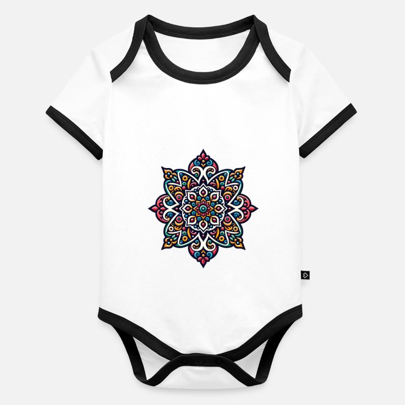 Mandala pattern inspired by traditional Persian art Organic Baby Contrasting Bodysuit