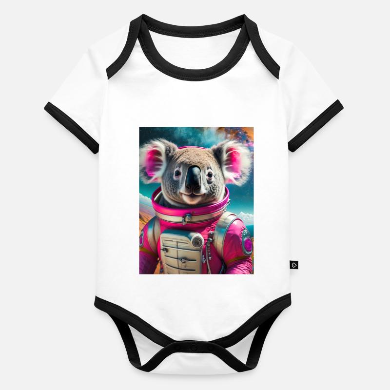 koala avec robe d’astronaute Body Bébé bio contrasté manches courtes