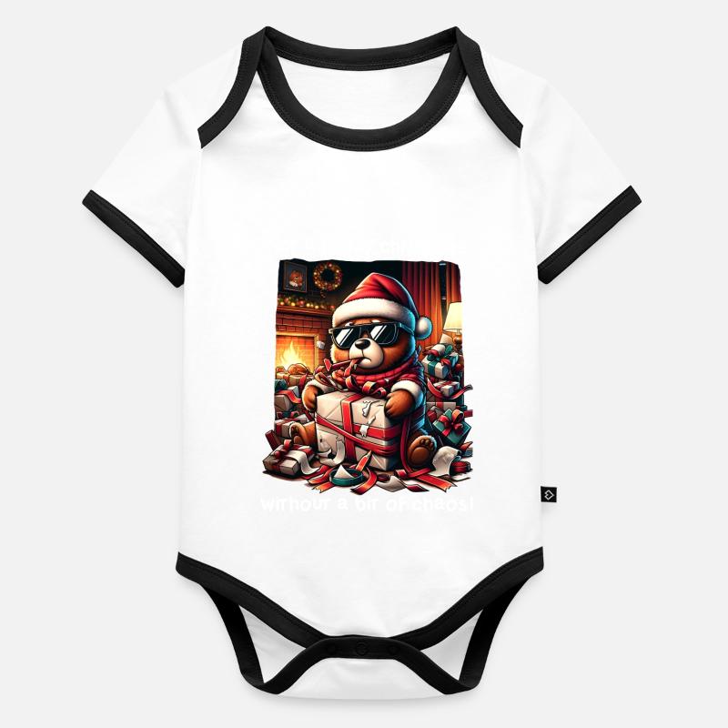 Noël Stress Chaos Hustle et Agitation Drôle Meme Body Bébé bio contrasté manches courtes