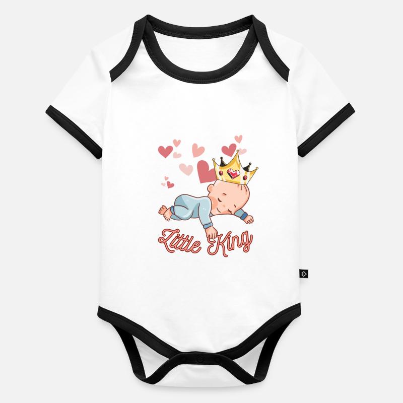 Petit Roi Body Bébé bio contrasté manches courtes