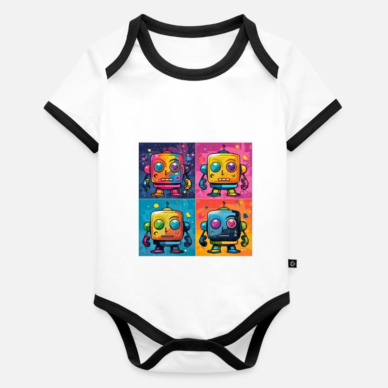 Playful Bot: A Pop Art, Fusion Robot. Organic Baby Contrasting Bodysuit
