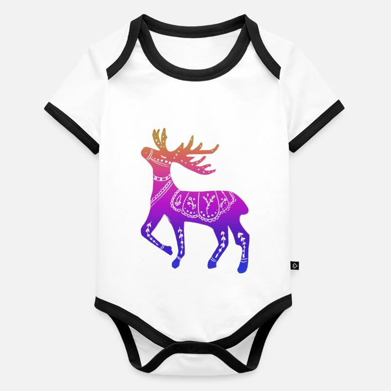Suède Suède dalarna dala cheval cheval Joyeux Noël orignal Body Bébé bio contrasté manches courtes