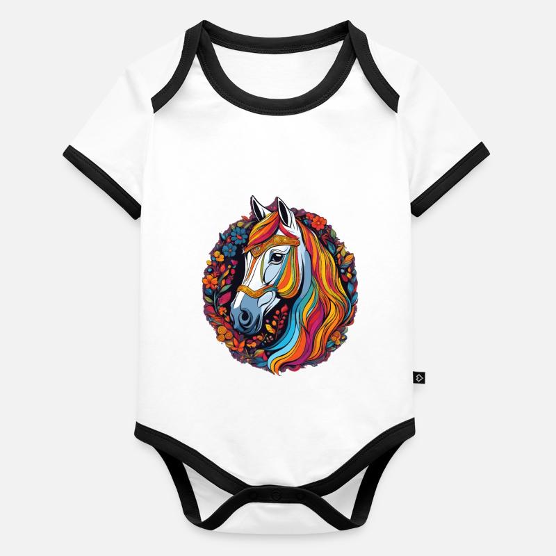 Cheval Body Bébé bio contrasté manches courtes