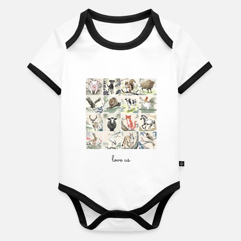 Love Us Collage Organic Baby Contrasting Bodysuit