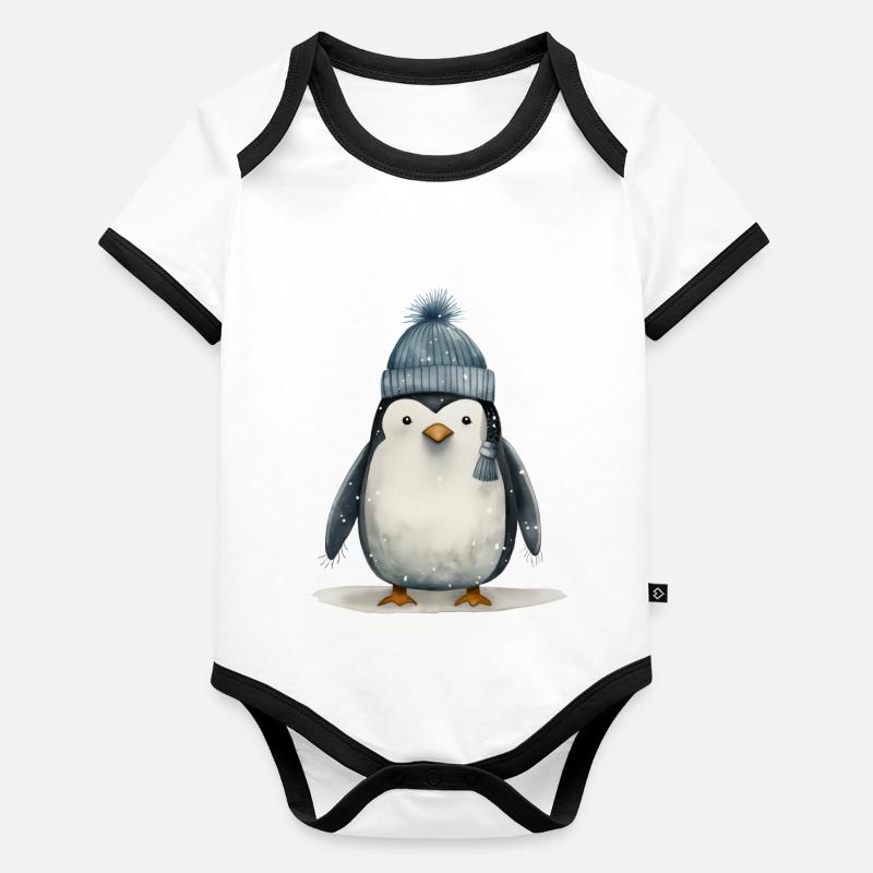 Puppy Penguin Tee: Adorable Antarctic Playfulness Organic Baby Contrasting Bodysuit