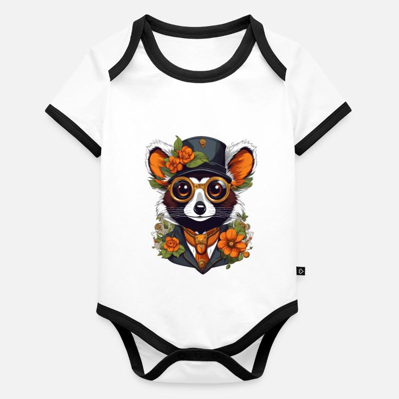 Lemur Baby Bio-Kurzarm-Kontrastbody