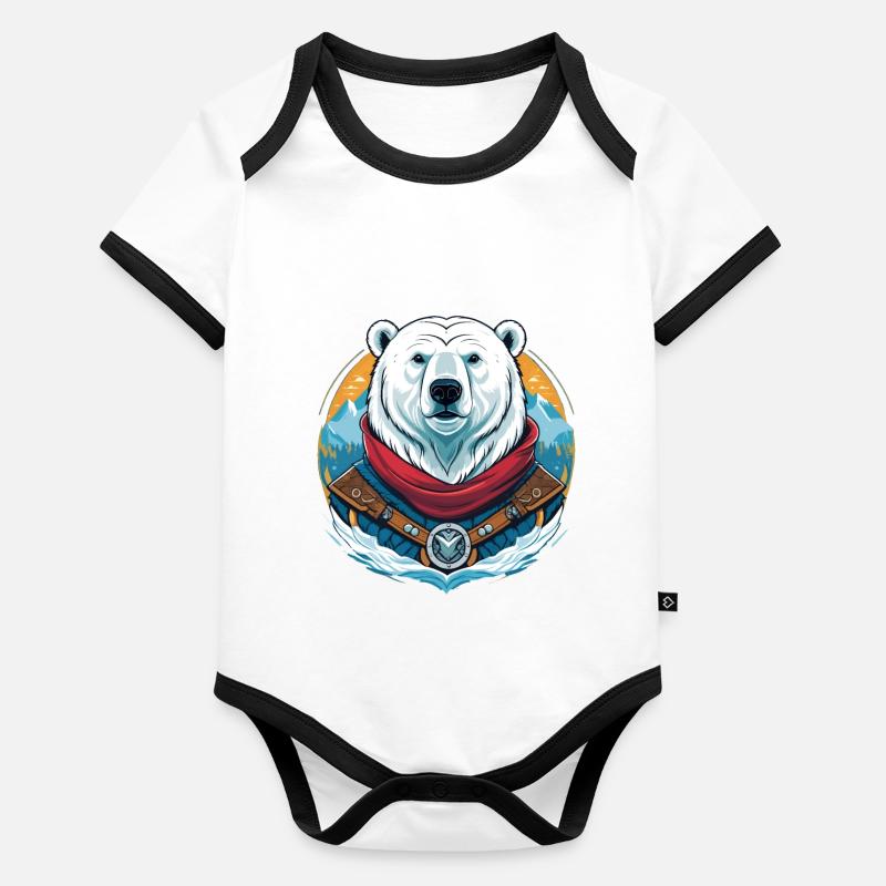Ours blanc Body Bébé bio contrasté manches courtes