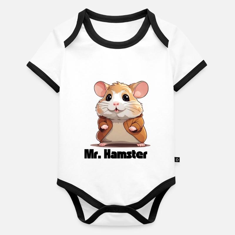 Süßer Hamster mit Jacke Baby Bio-Kurzarm-Kontrastbody