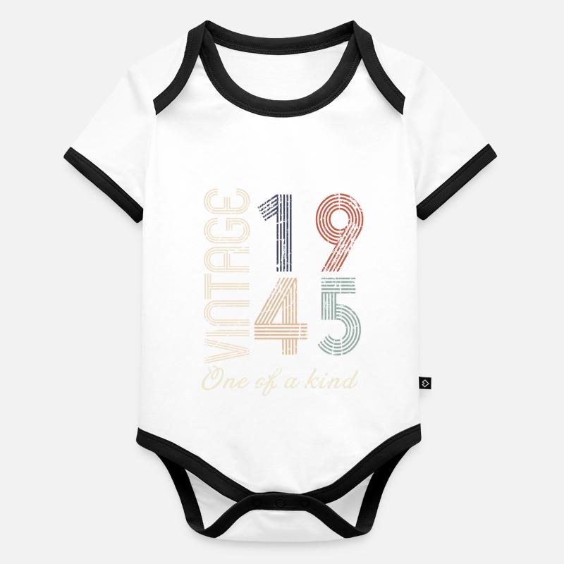 79. Geburtstag 1945 - Vintage Retro Geschenkidee Baby Bio-Kurzarm-Kontrastbody