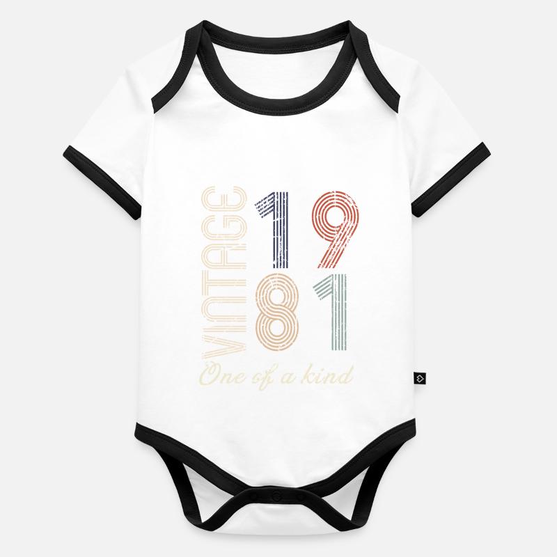 43e anniversaire 1981 - idée cadeau rétro Vintage Body Bébé bio contrasté manches courtes