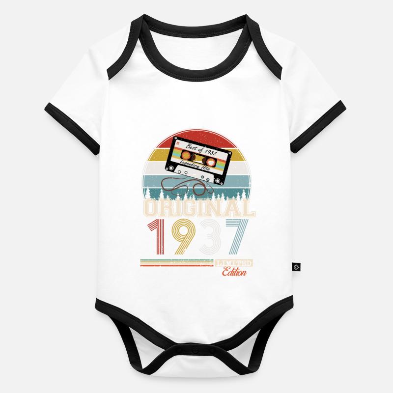 Cadeau rétro élégant : 1937 Vintage Body Bébé bio contrasté manches courtes