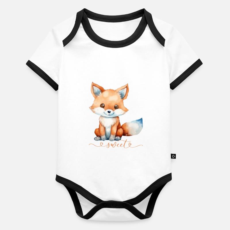 Renard mignon Body Bébé bio contrasté manches courtes