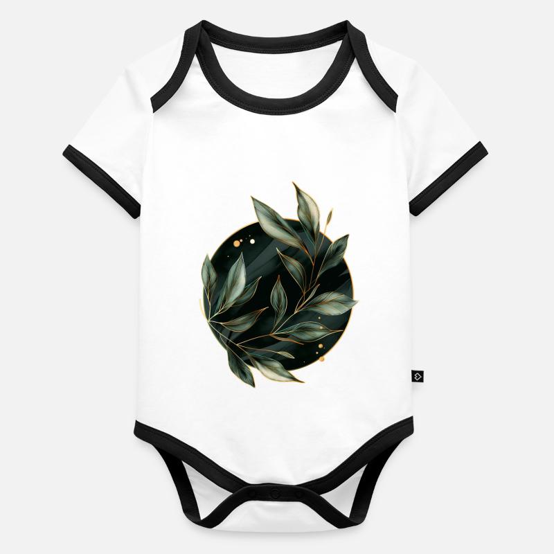 Feuilles de plantes Body Bébé bio contrasté manches courtes