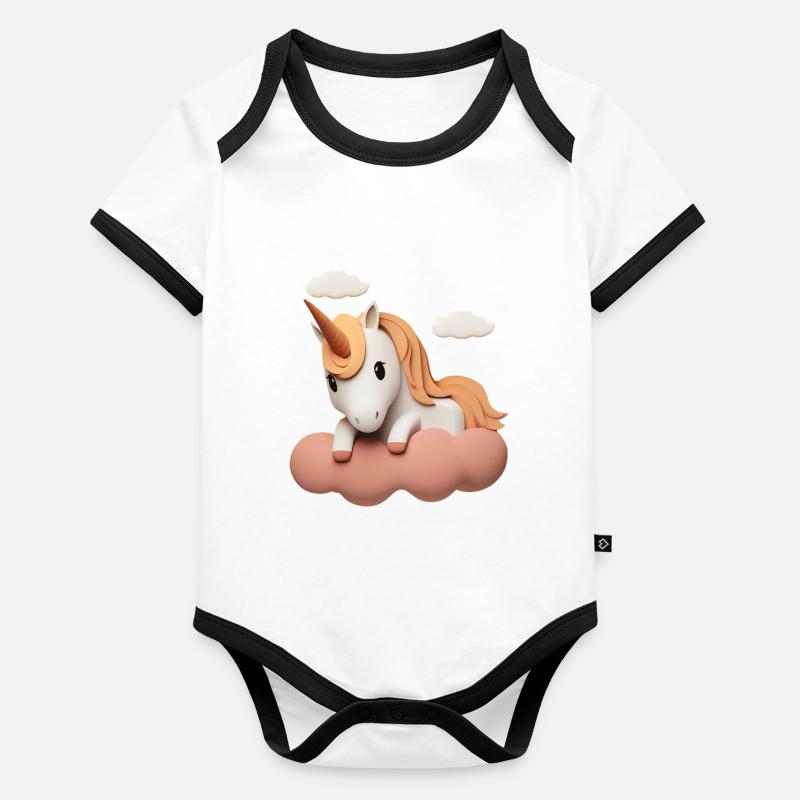 Unicorn Cloud Baby Bio-Kurzarm-Kontrastbody