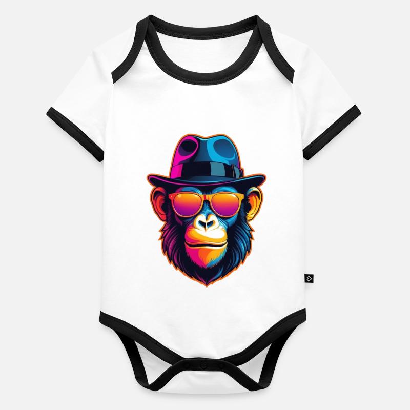 Neon-Affe Baby Bio-Kurzarm-Kontrastbody