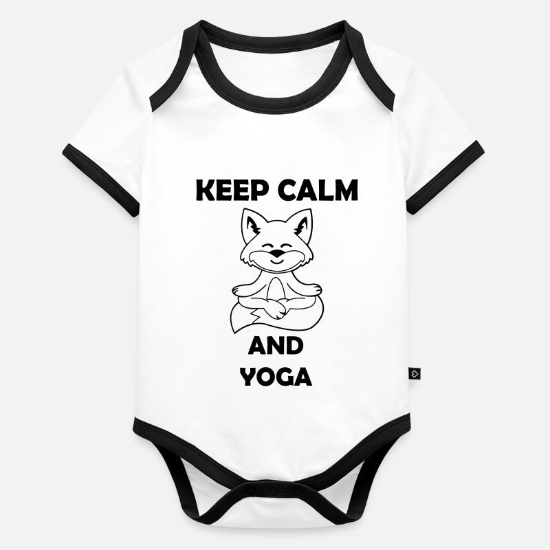 yoga fuchs keep calm Baby Bio-Kurzarm-Kontrastbody